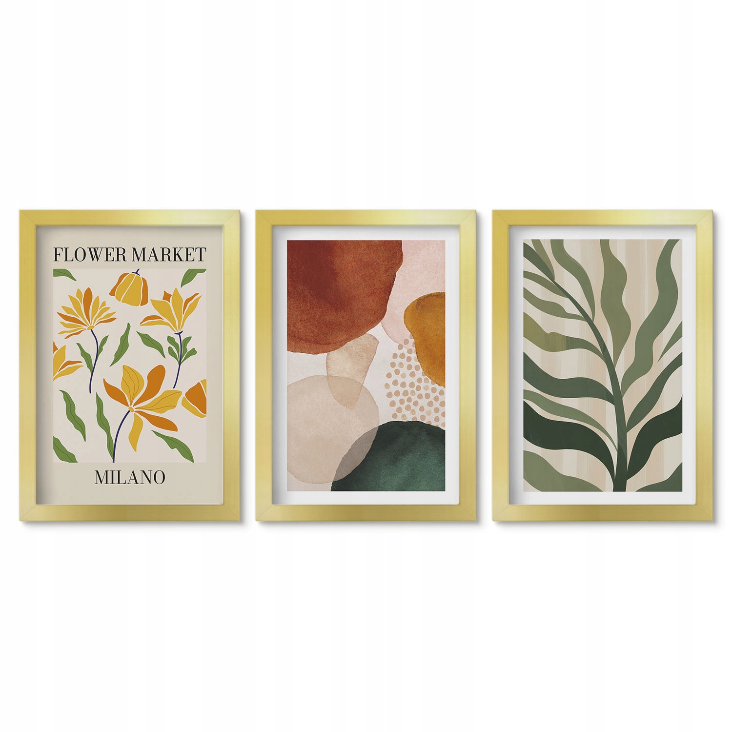 Sada 3 obrazů 20 x 30 cm do obývacího pokoje Triptych Květinové abstraktní tvary