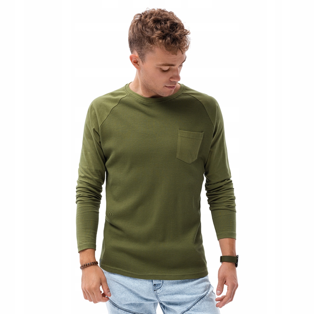 

Longsleeve męski basic kieszonka L137 oliwkowy S