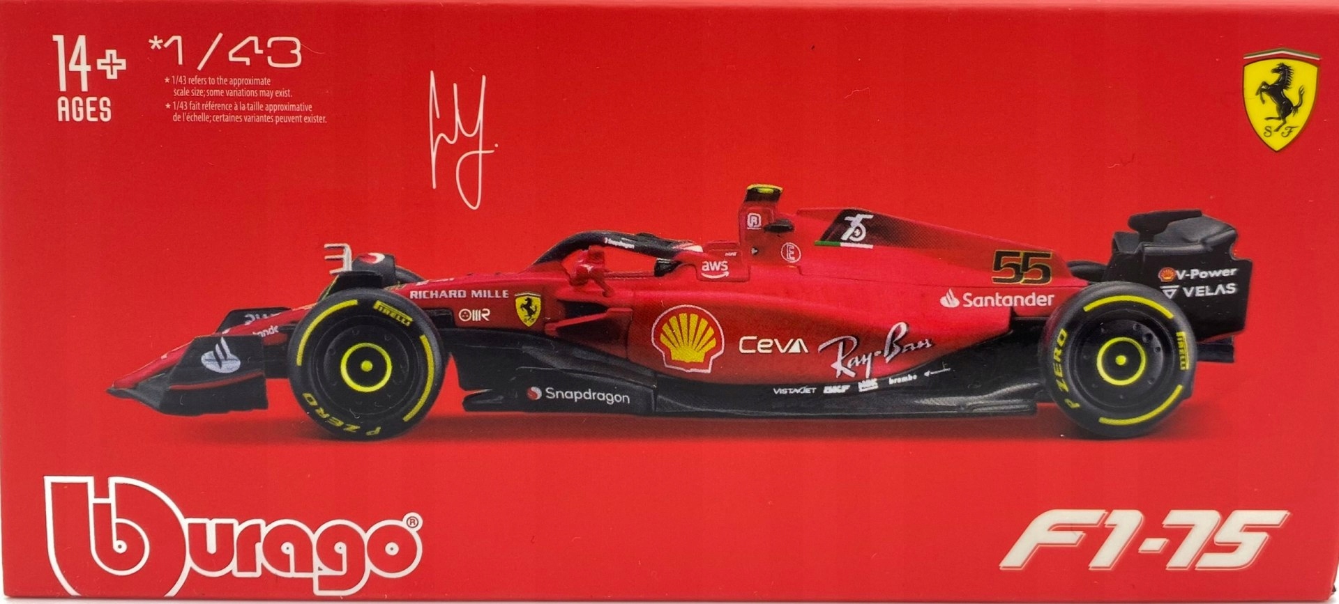 F1 Ferrari F1-75 2022 Sainz 15 Přilba BBurago 1:43