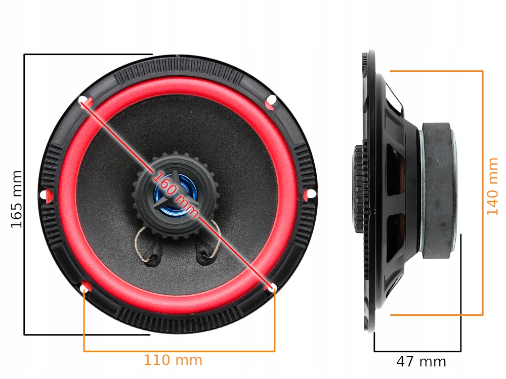 GŁOŚNIKI SAMOCHODOWE DO VW T5 Multivan / Caravelle Moc znamionowa RMS 100 W