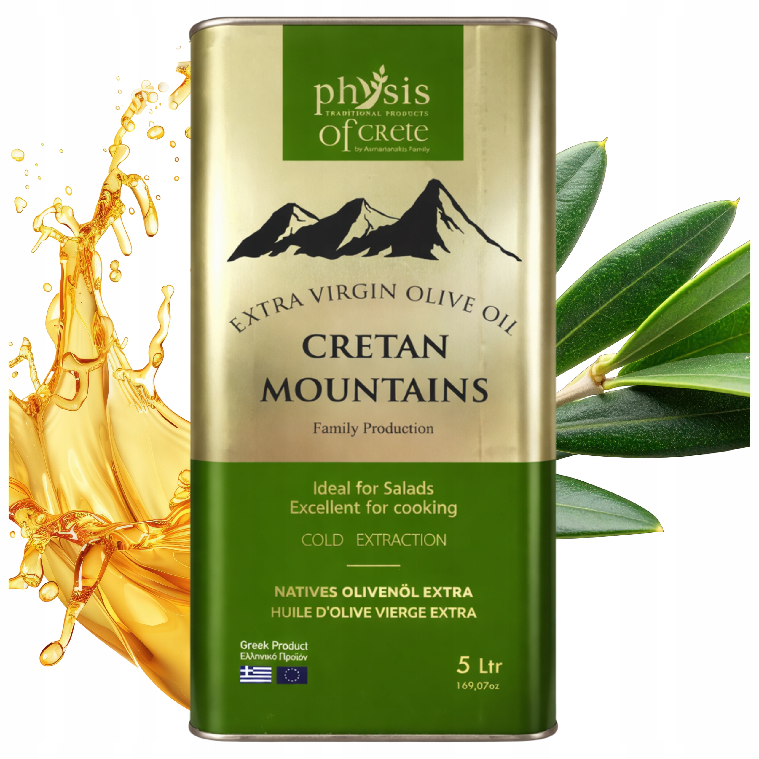 Levně Extra Panenský Řecký Olivový Olej 5 L Cretan Mountains Koroneiki Physis