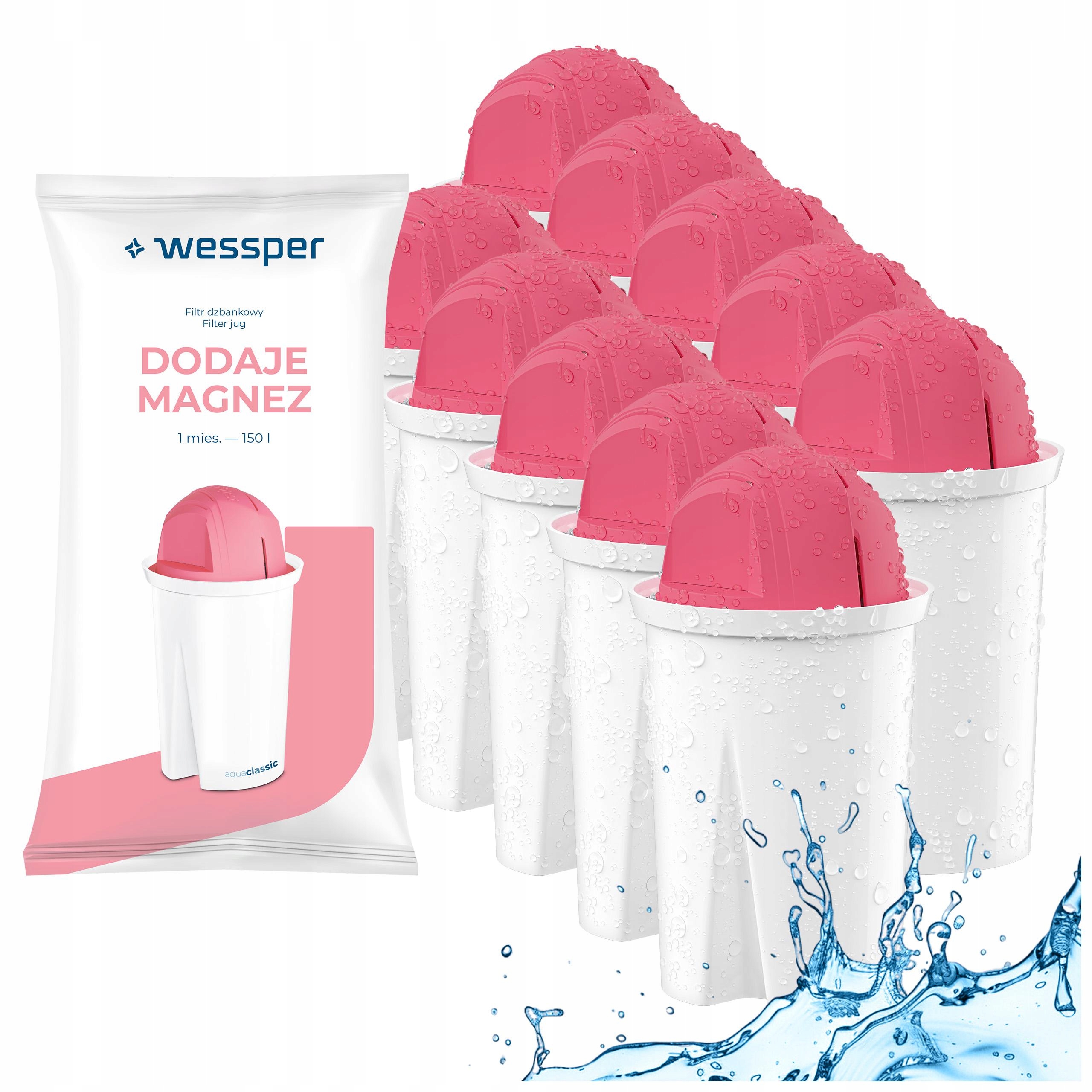 10x filtr Wessper aquaclassic Mg+ do dzbanka szklanego Wessper Borosilicate