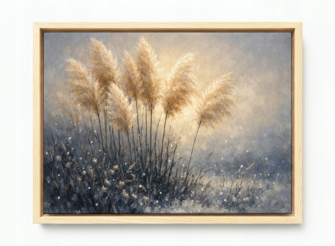 Obraz Rám Americká Krabička Příroda Tráva Ozdobná Pampasová Boho 120x80