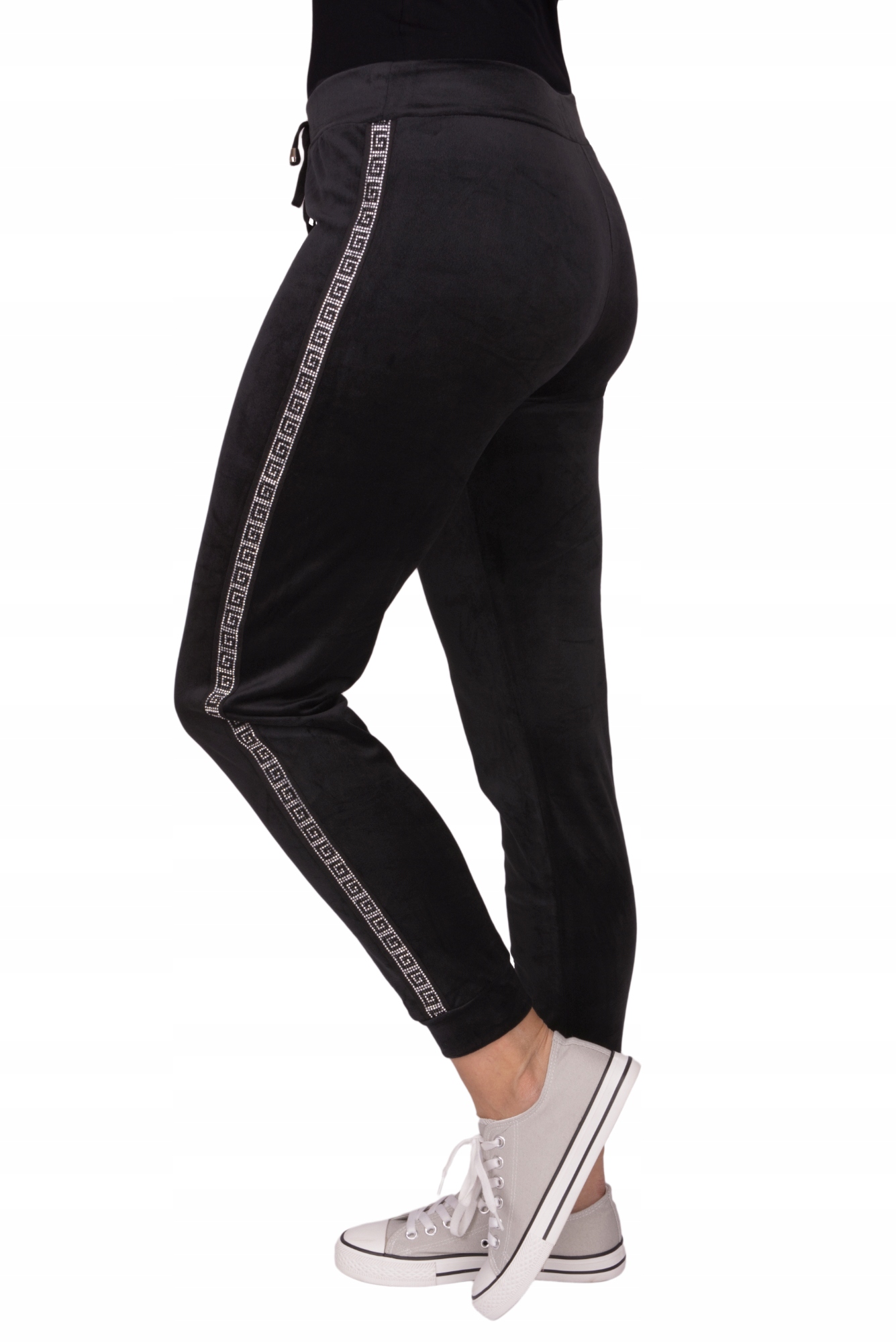 

Spodnie dam. dresowe welur lampas cyrkonie ściągac