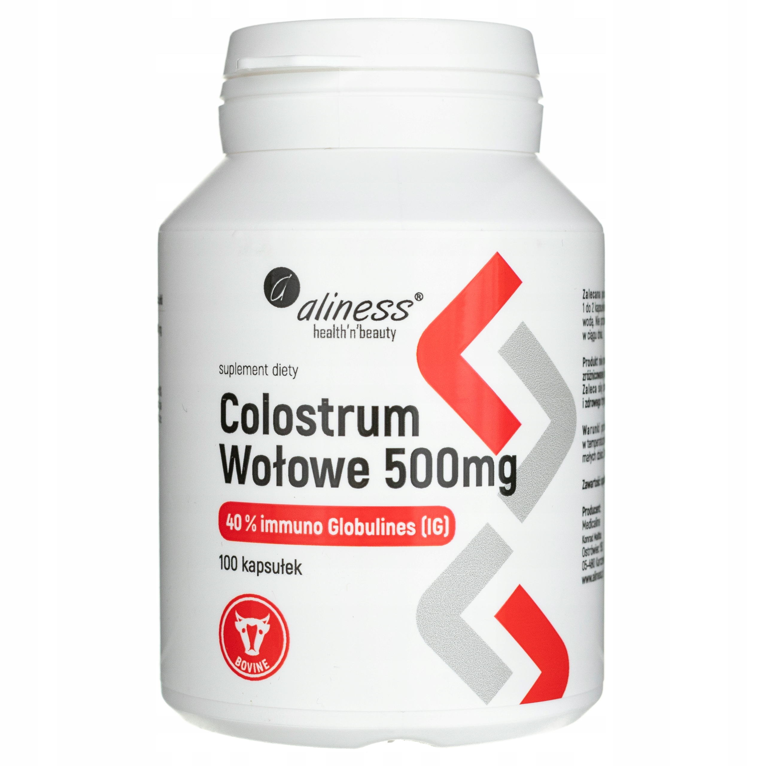 Aliness Colostrum Wołowe 500 mg 100 kapsułek