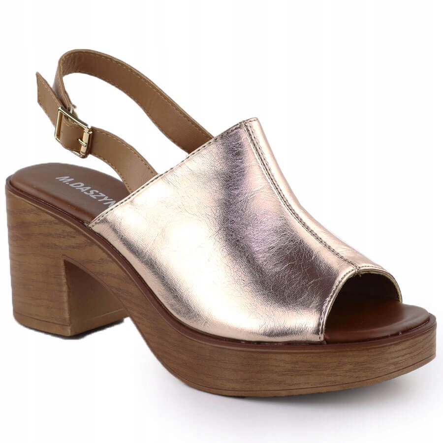 Dámské sandály na podpatku zlaté M.Daszyński 39