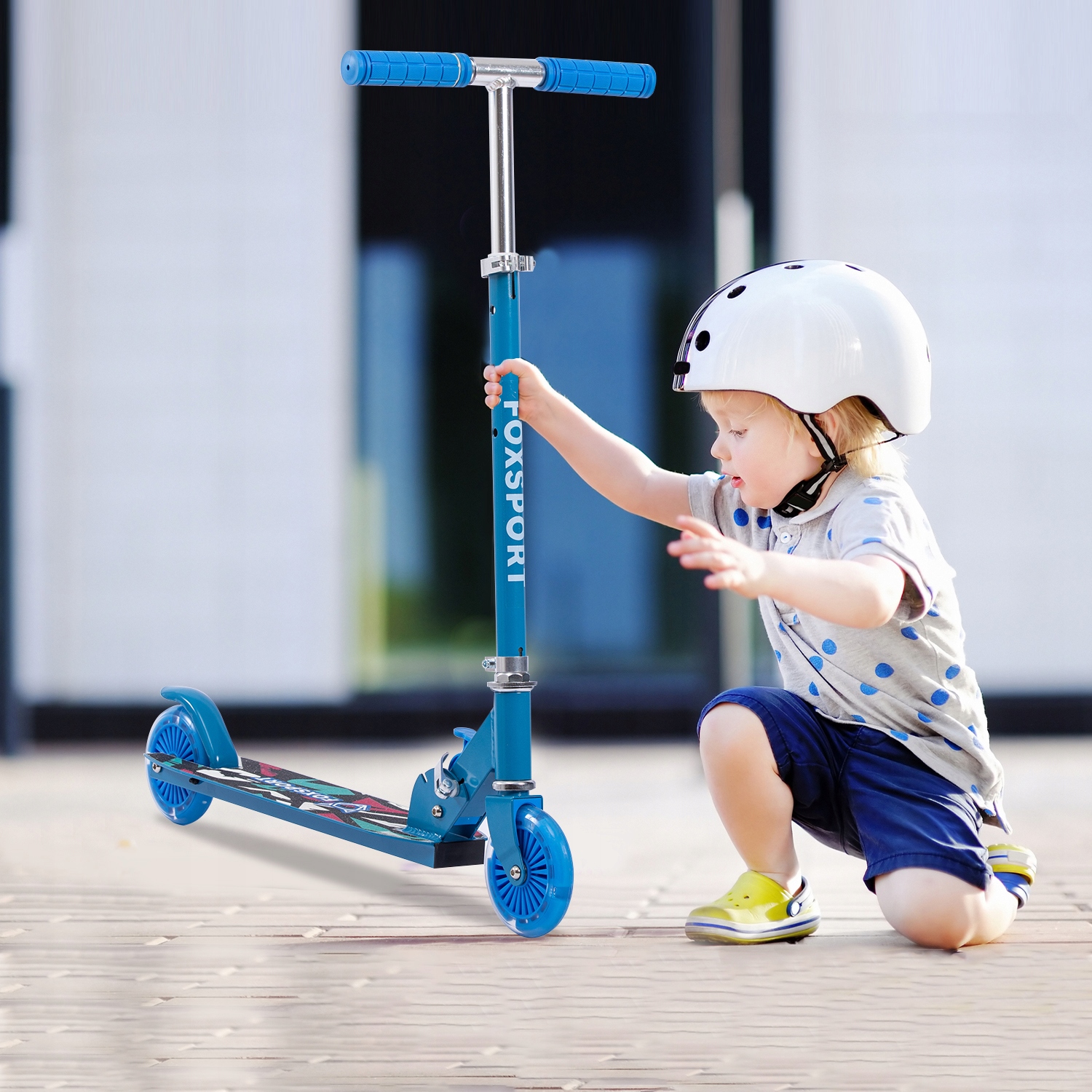 SKŁADANA HULAJNOGA DWUKOŁOWA Z KÓŁKAMI LED Kolor Niebieski