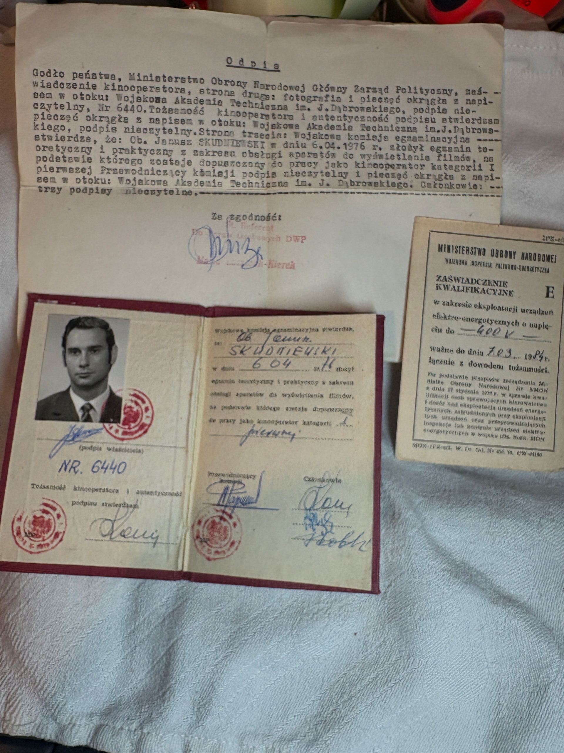 dokumenty legitymacja kinooperator lata 70 te