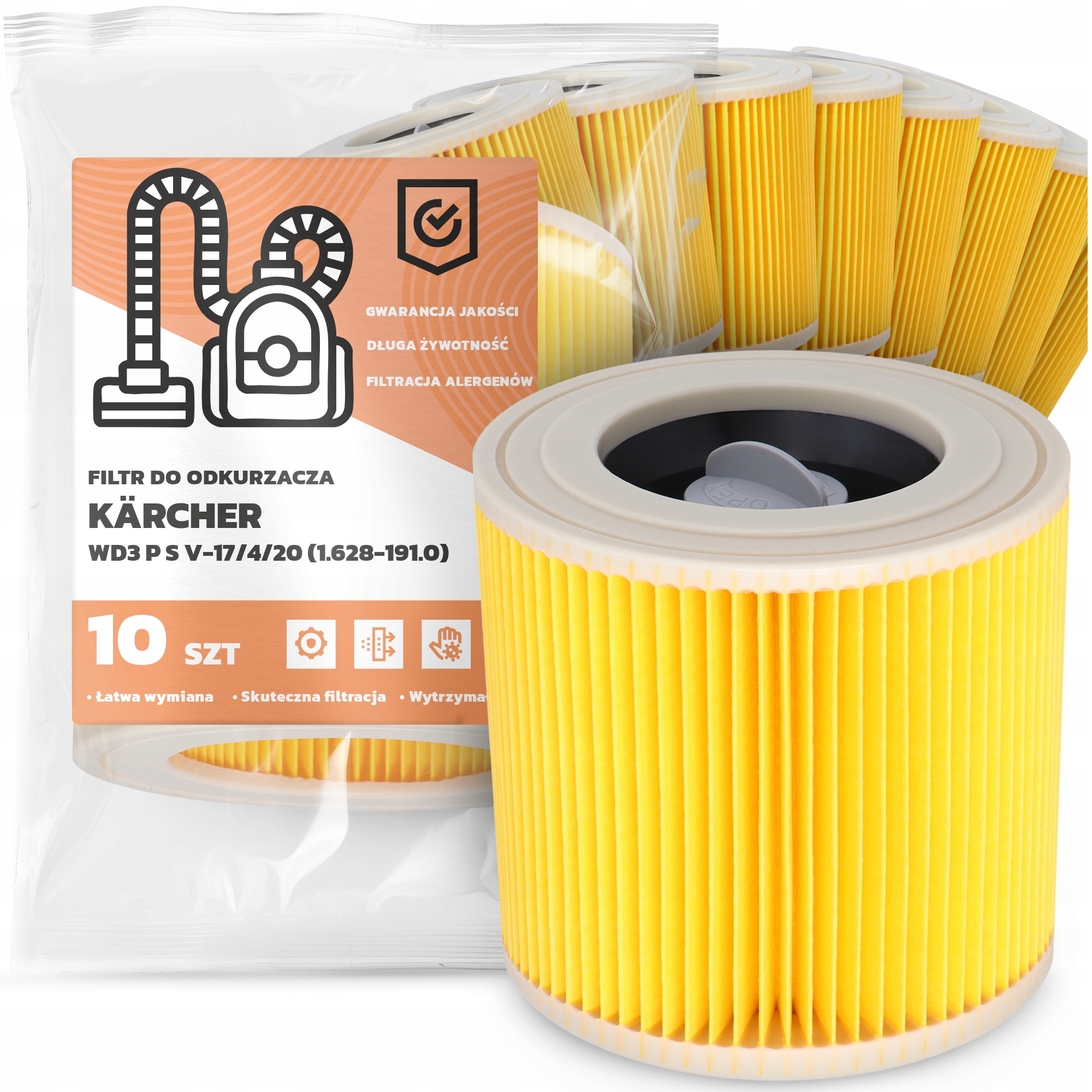 10x Filtr Pro Vysavač Kärcher WD3 P S V-17/4/20 (1.628-191.0) Filtry Em-w