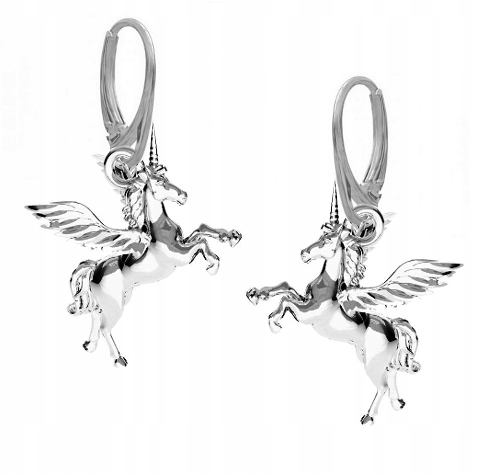 

Srebrne Kolczyki Jednorożce Jednorożec srebro 925