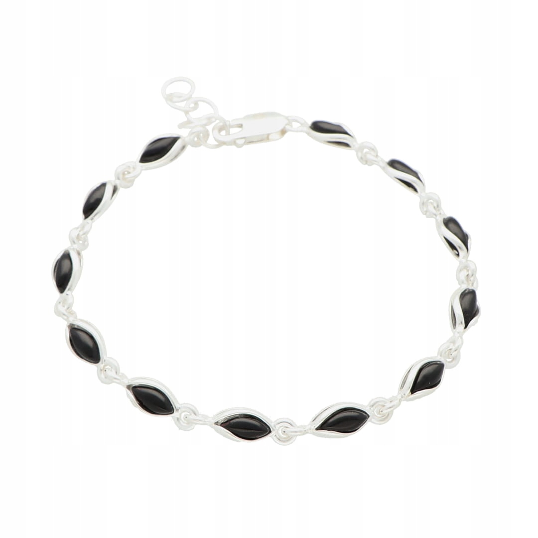 Náramek s onyxem a slzou stříbro