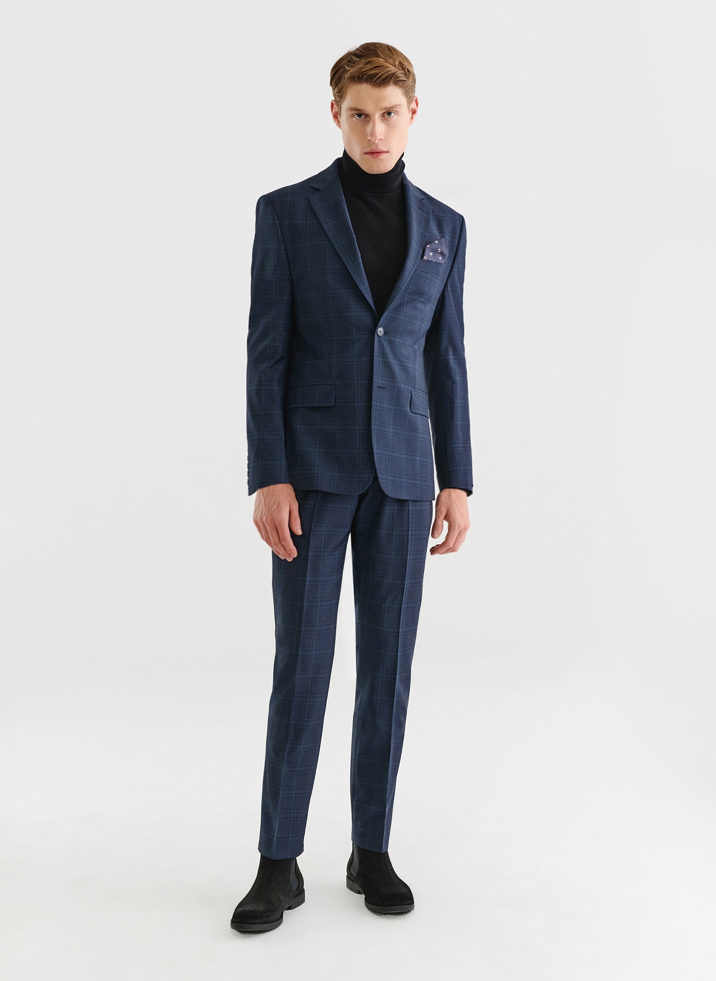 Tmavě modré oblekové kalhoty s vlnou Slim Fit Pako Lorente 182/116