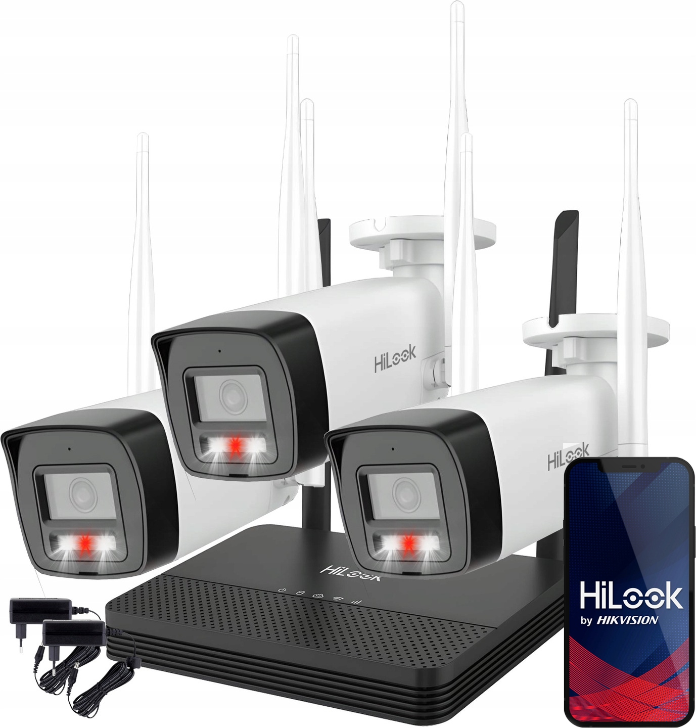 WiFi monitorovací sada EasyLink 3x 4MPx kamera HiLook Hikvision Audio