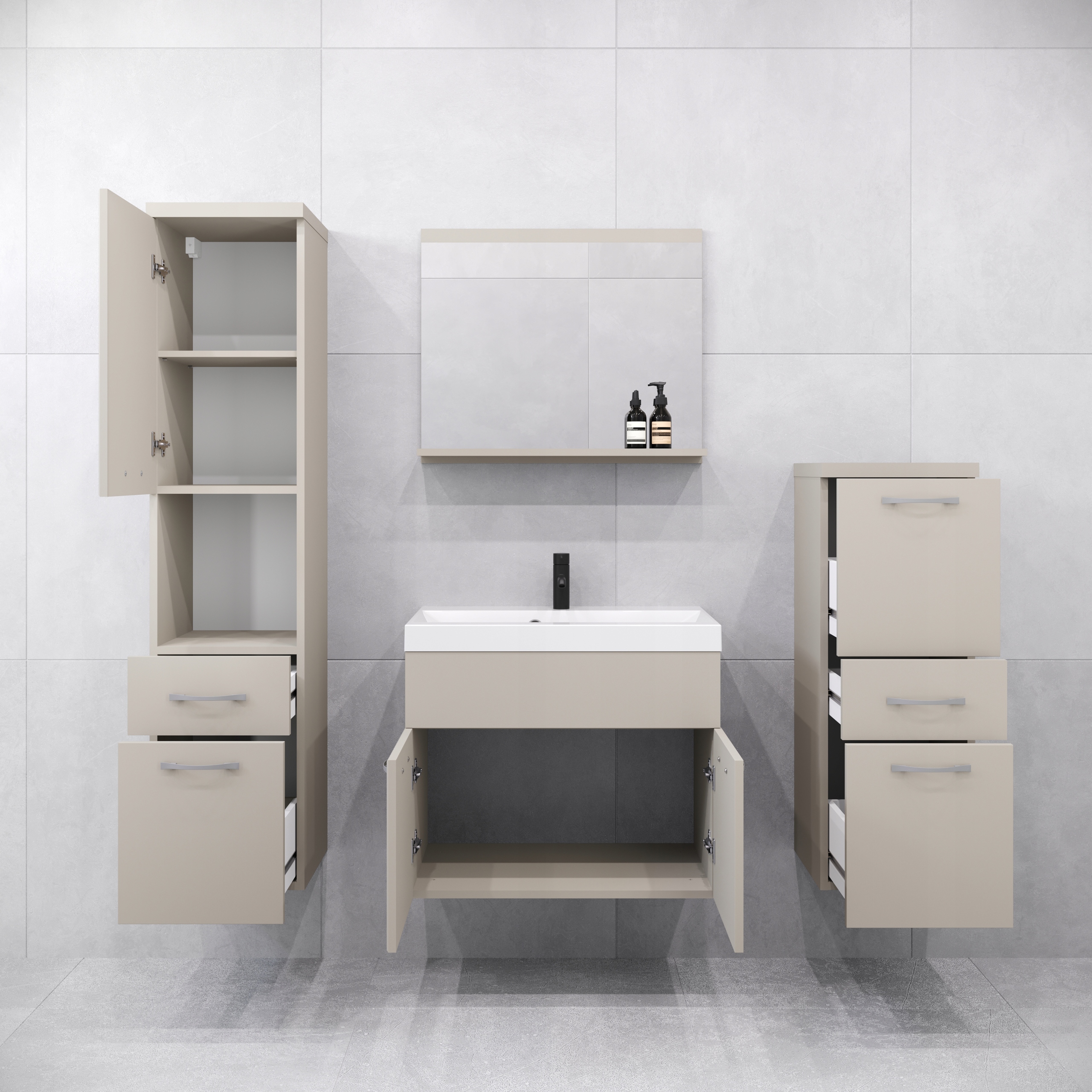 Meble łazienkowe ALBA KASZMIROWY BEŻ, umywalka, lustro Marka Bratex