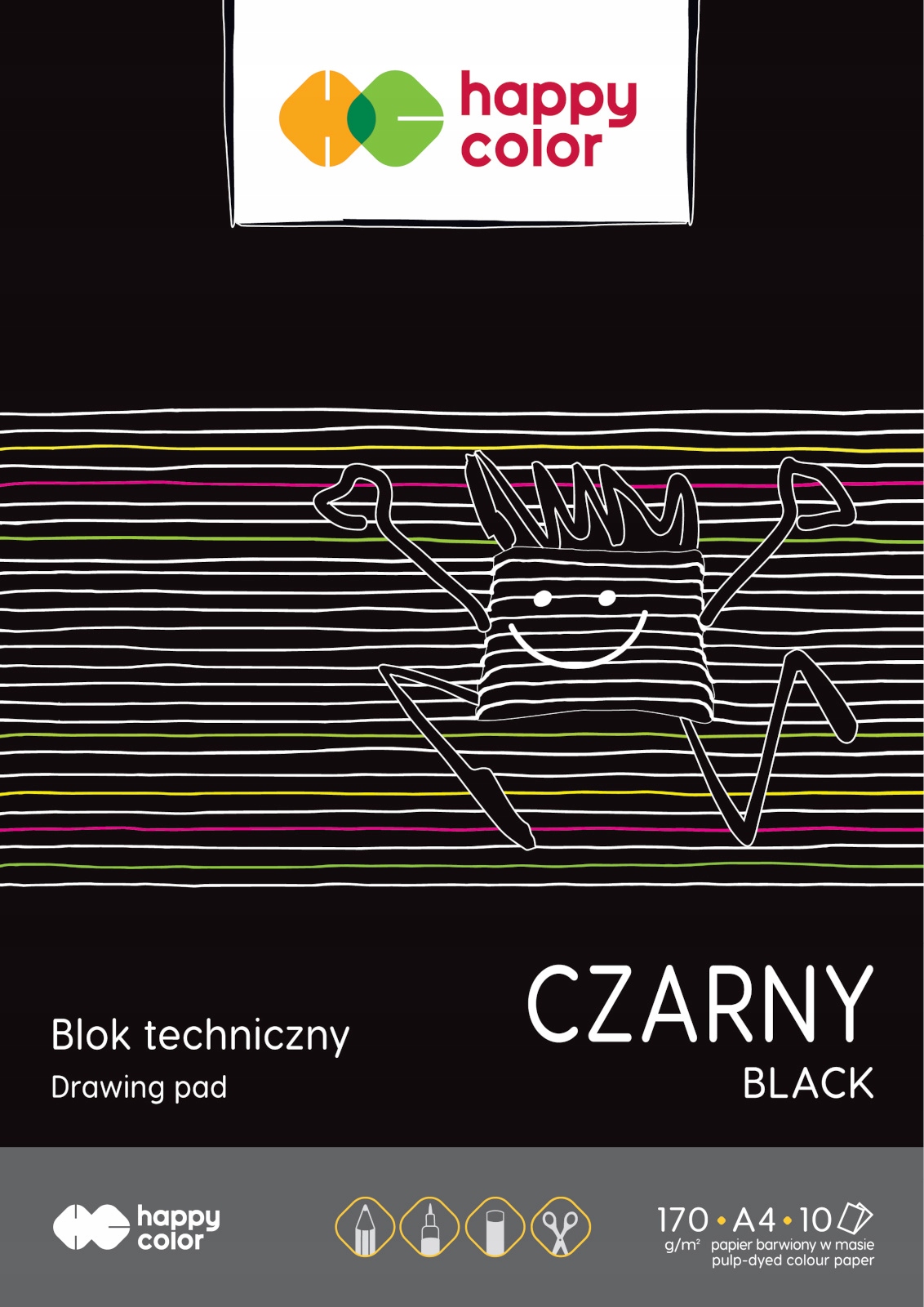 

Blok techniczny czarny Happy Color A4 10 kartek