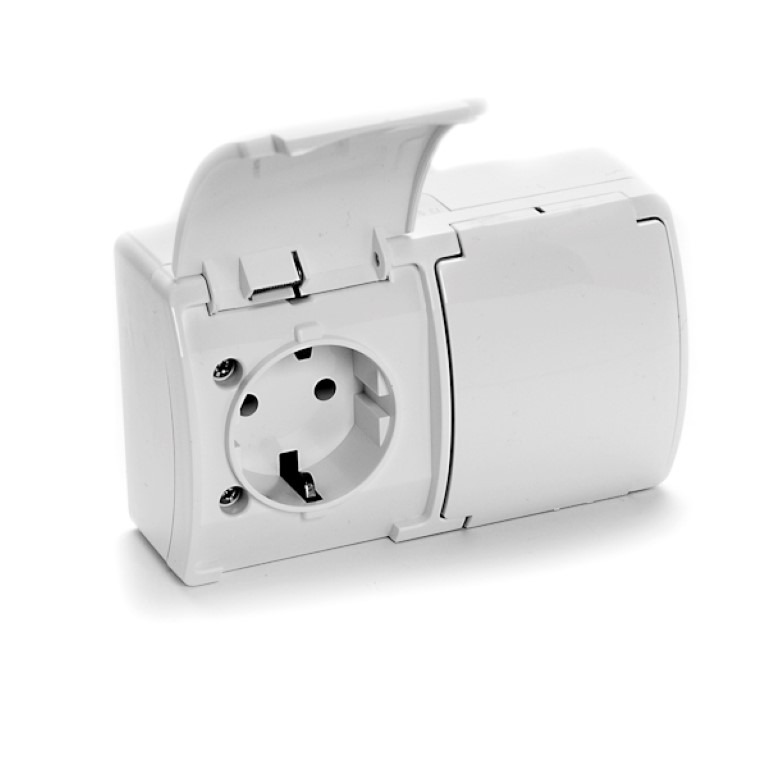 

Koala Gniazdo Podwójne z/u(2x2P+Z) n/t IP44 Popiel