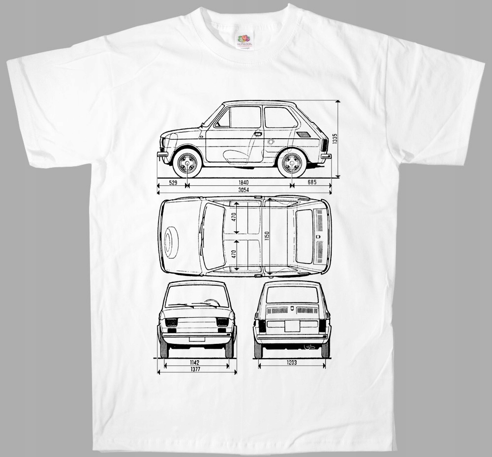 

Fiat 126p maluch koszulka bawełniana z nadrukiem S