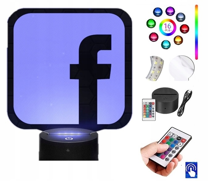 Lampka na biurko Facebook 16 Kolorów LED PLEXIDO