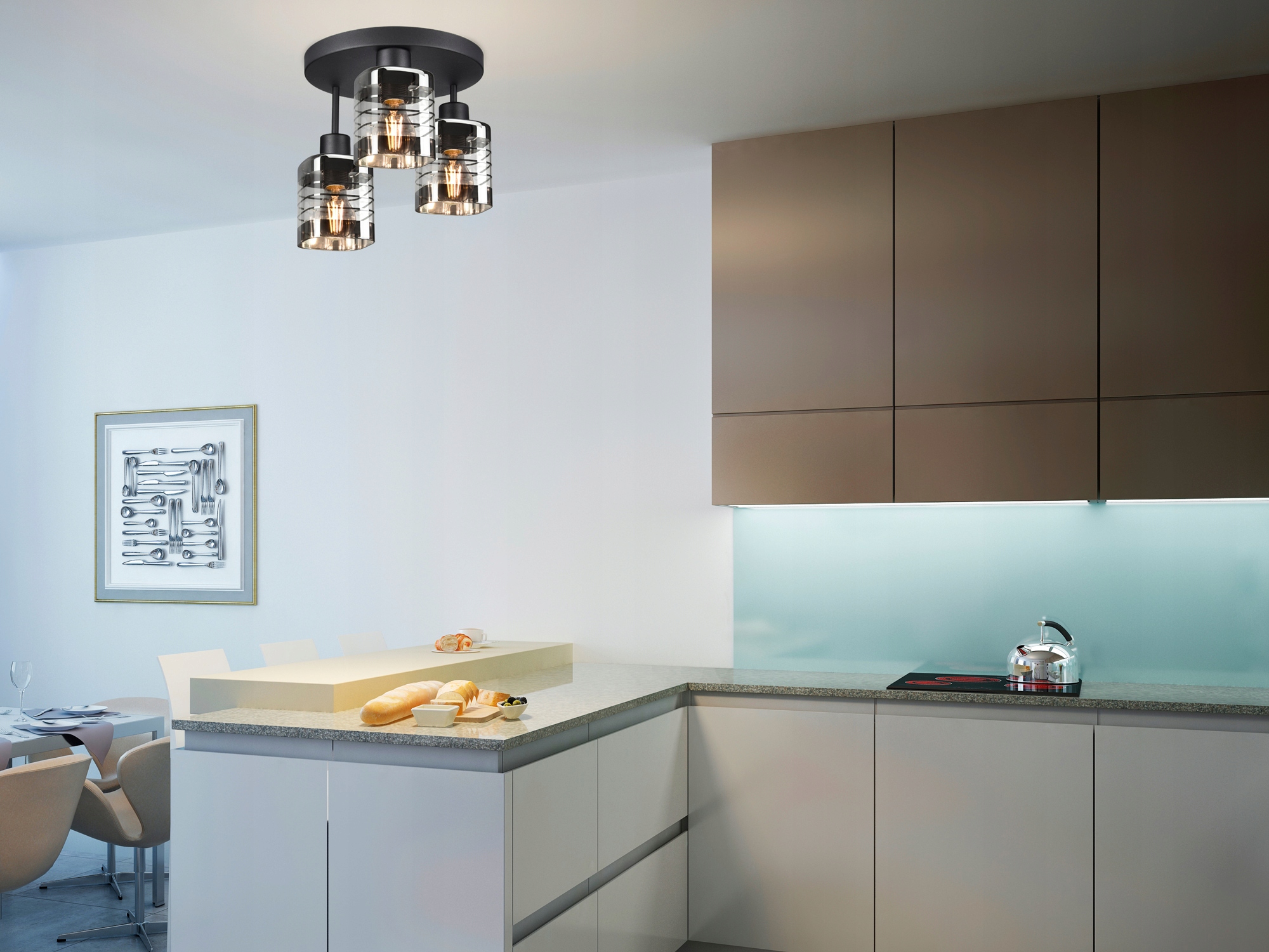 SZKLANA LAMPA WISZĄCA SUFITOWA ŻYRANDOL PLAFON LED Zasilanie sieciowe