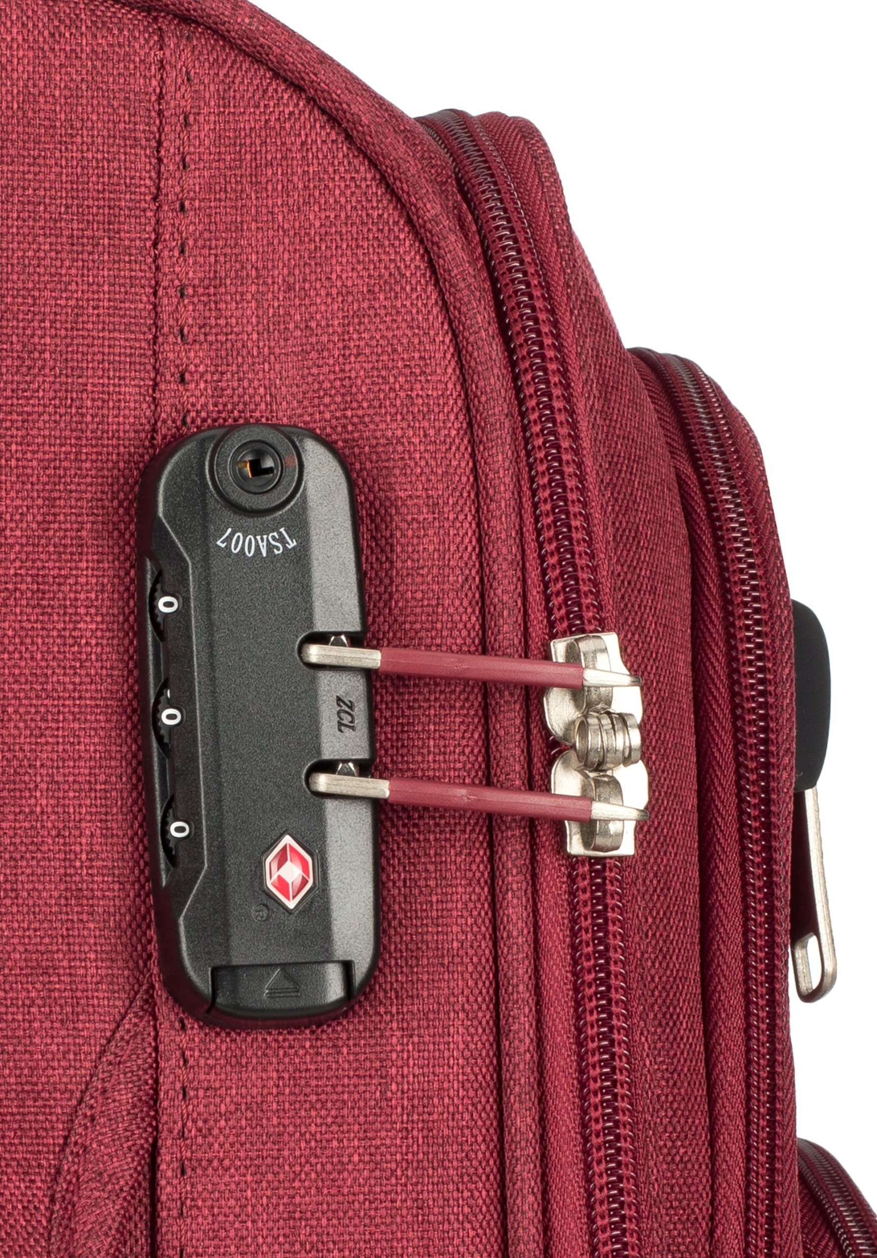 KOMPLET WALIZEK MATERIAŁOWYCH Z KOSMETYCZKĄ WITTCHEN 56-3S-50K-31 BORDOWY Model 56-3S-50S