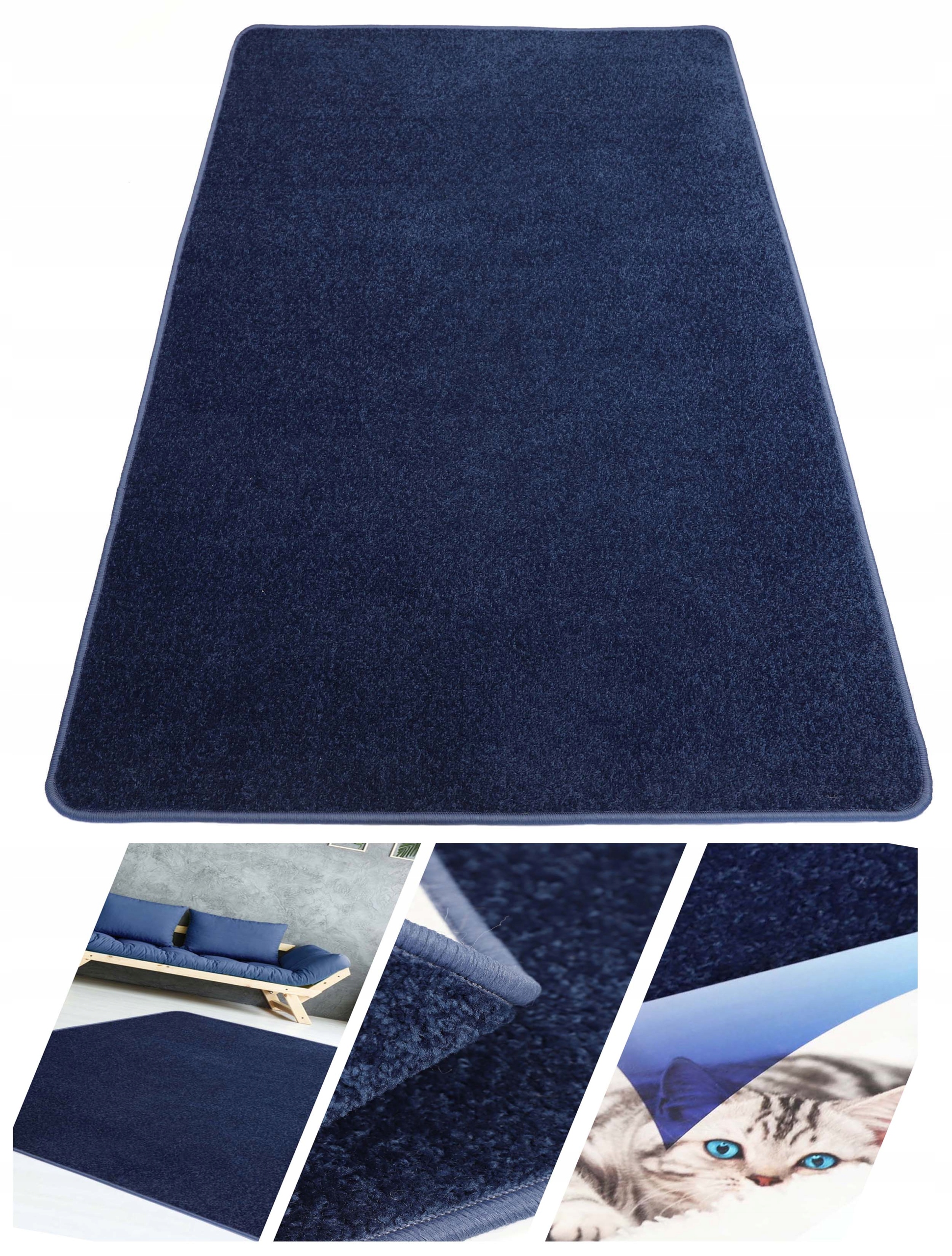 Koberec Tmavě Modrý Jednobarevný Na Míru Do Obývacího Pokoje Diamond 200x400 cm