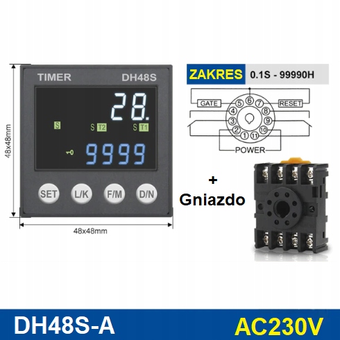 Przekaźnik czasowy DH48S-A / 230V **NOWY MODEL**