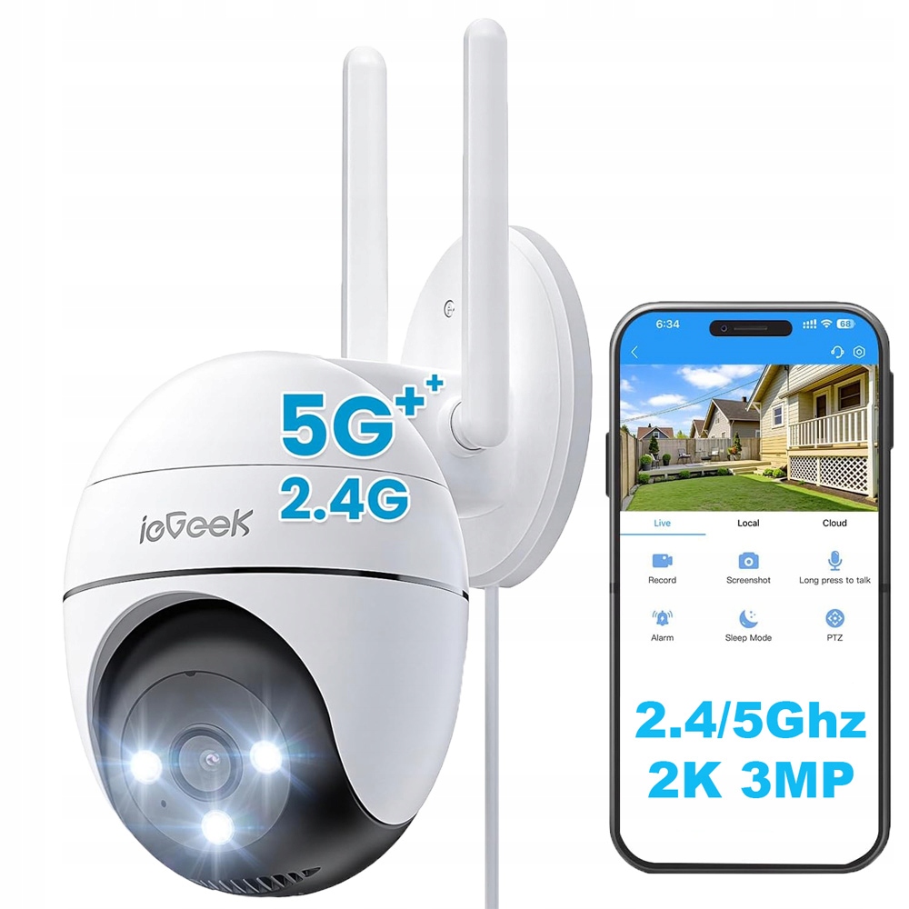 Venkovní otočná Ip WiFi kamera 3MPx 3MP 2K Ultra Hd 4x Zoom