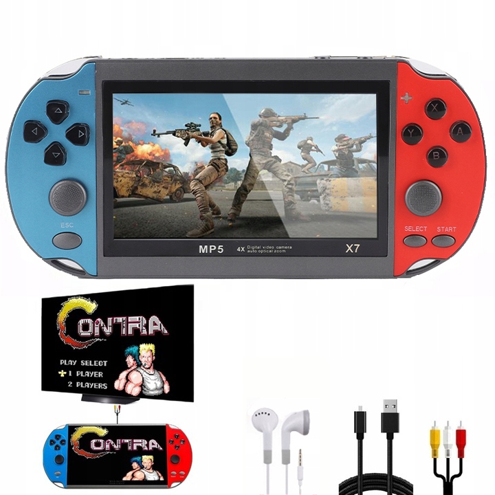 Retro Konsola Przenośna X7 8G Do 1000+ Gier Mini Gra Tv 4.3" Pl Menu MP5