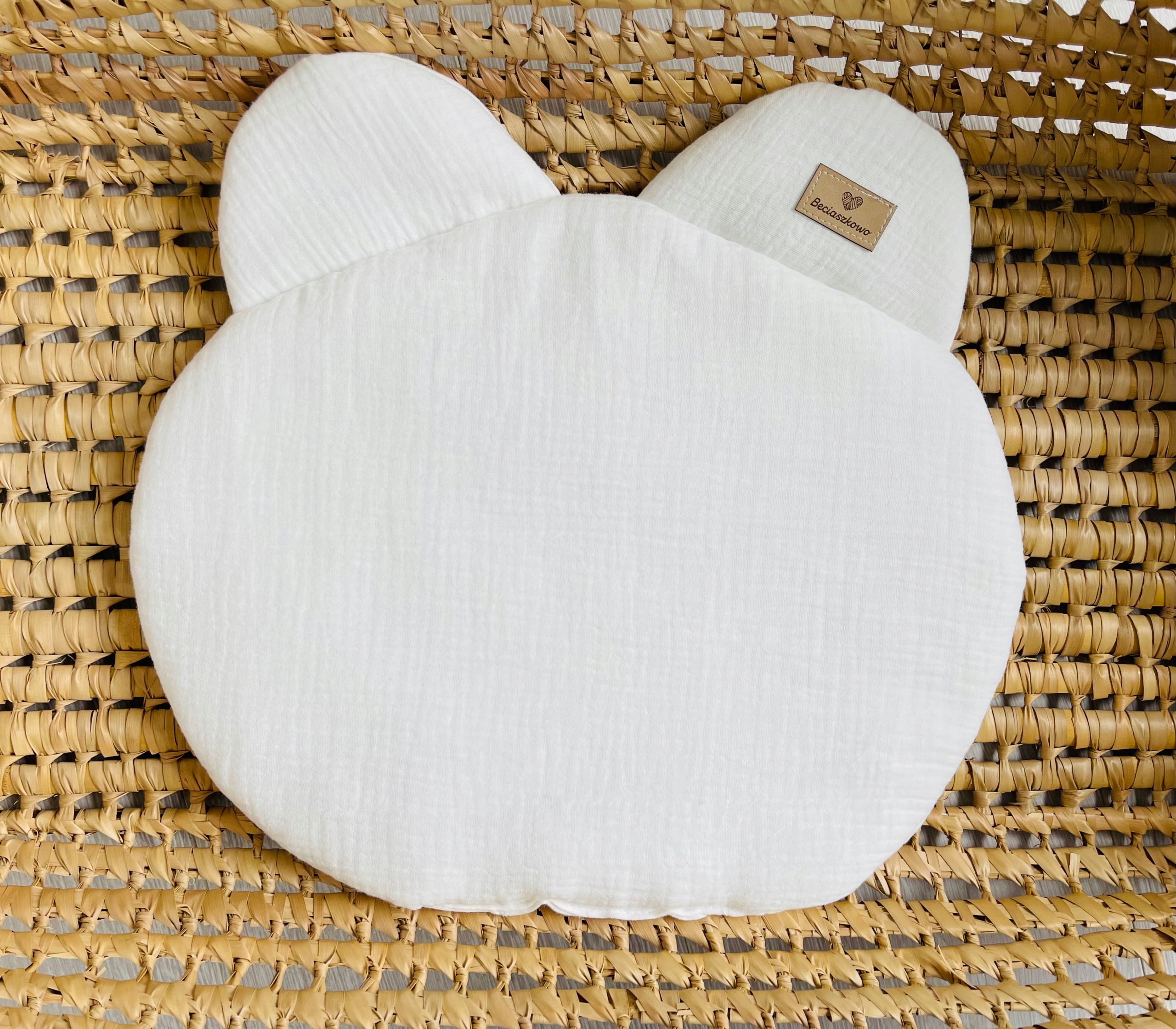 Poduszka płaska miś muślin ecrue 40/30