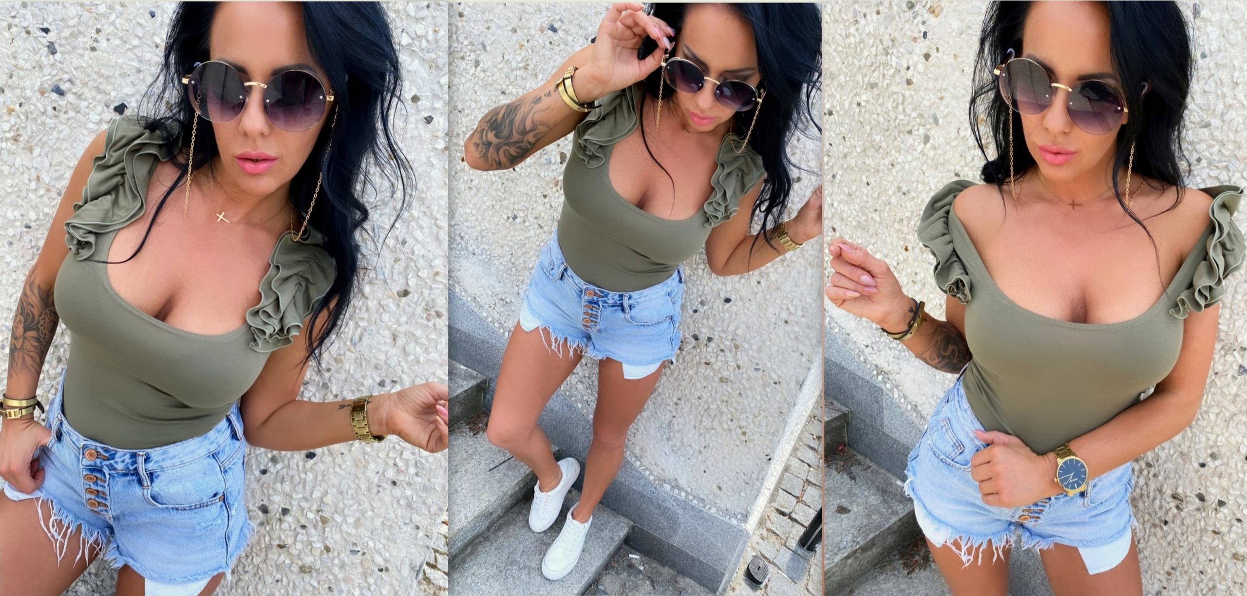 LipMar bluzka seksowny dekolt falbana ramiona S 36 Linia regular