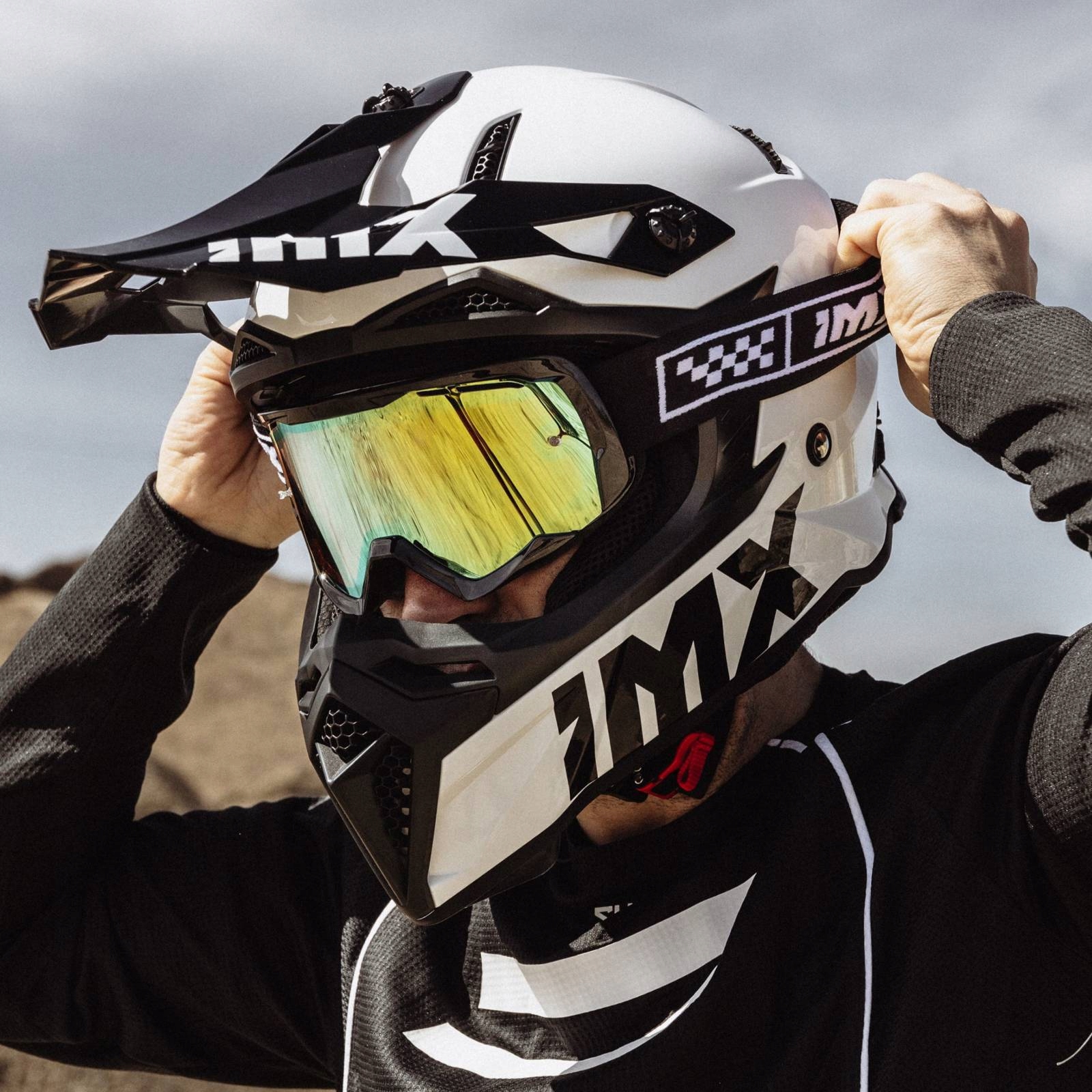 Gogle IMX ENDURANCE RACE BLACK GLOSS/WHITE GRATISY Typ cross/enduro