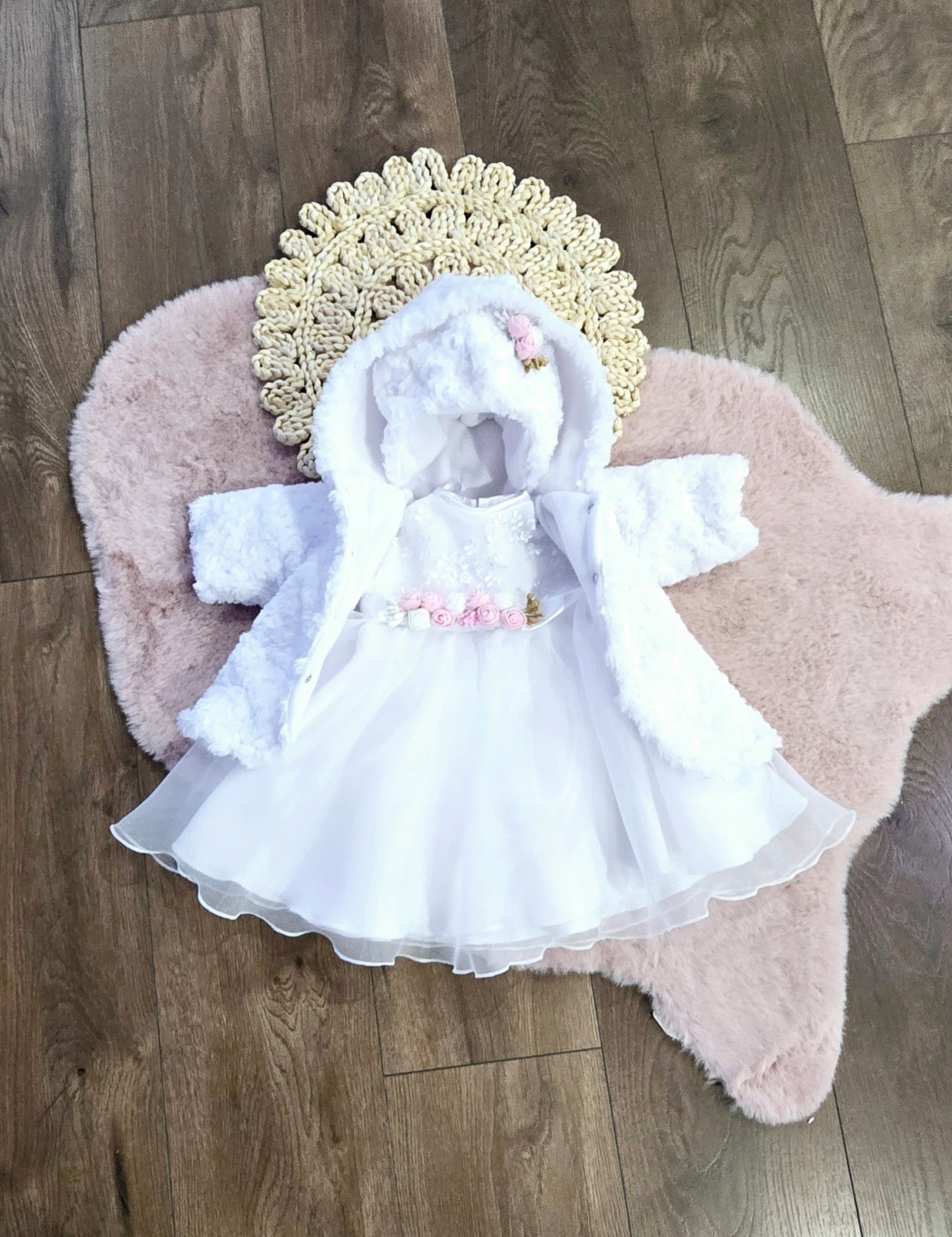 Zimowe UBRANKO do CHRZTU Komplet 80/86 Liwia 4 częściowe Marka bez marki