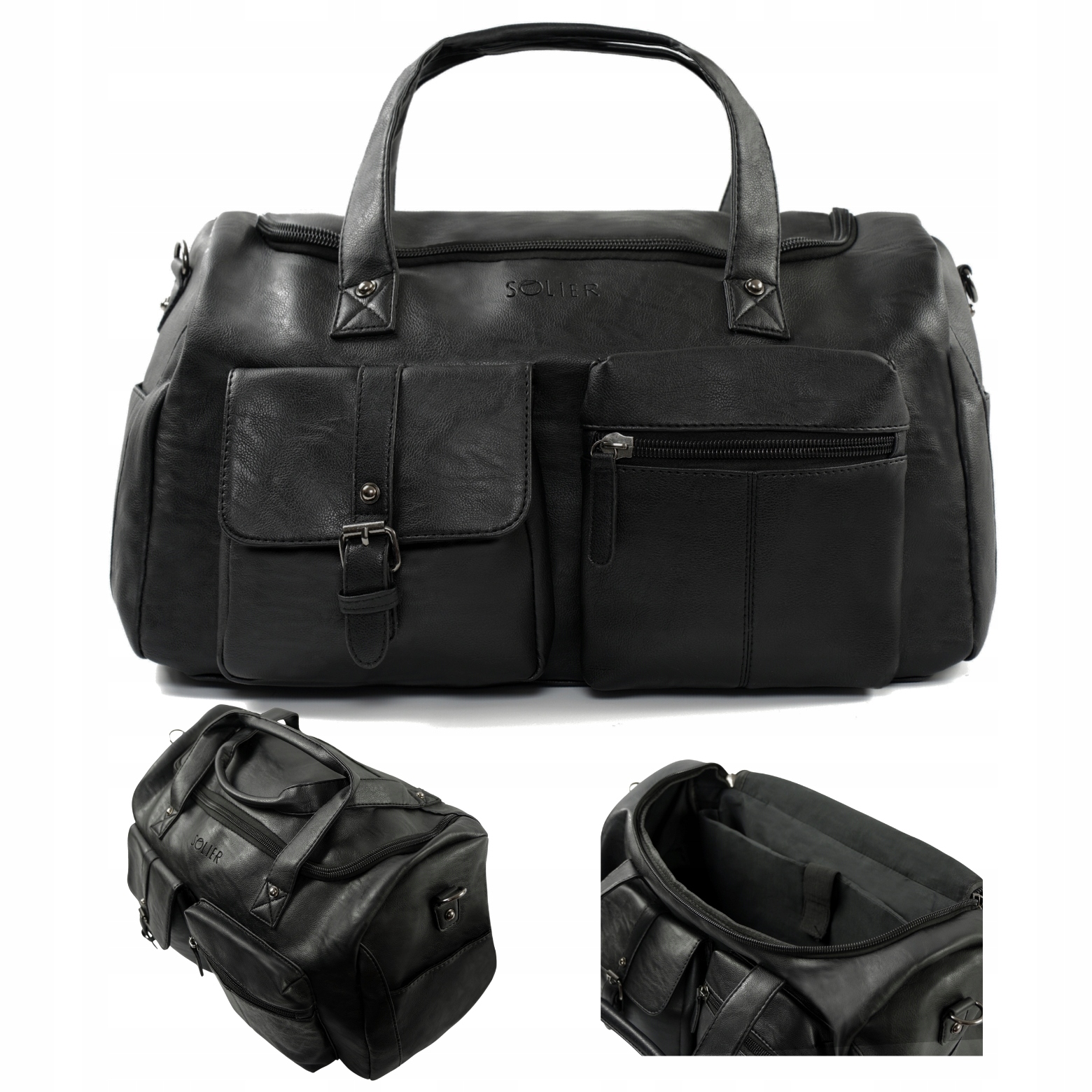 Víkendová cestovní taška do posilovny, příruční zavazadlo, černá Solier