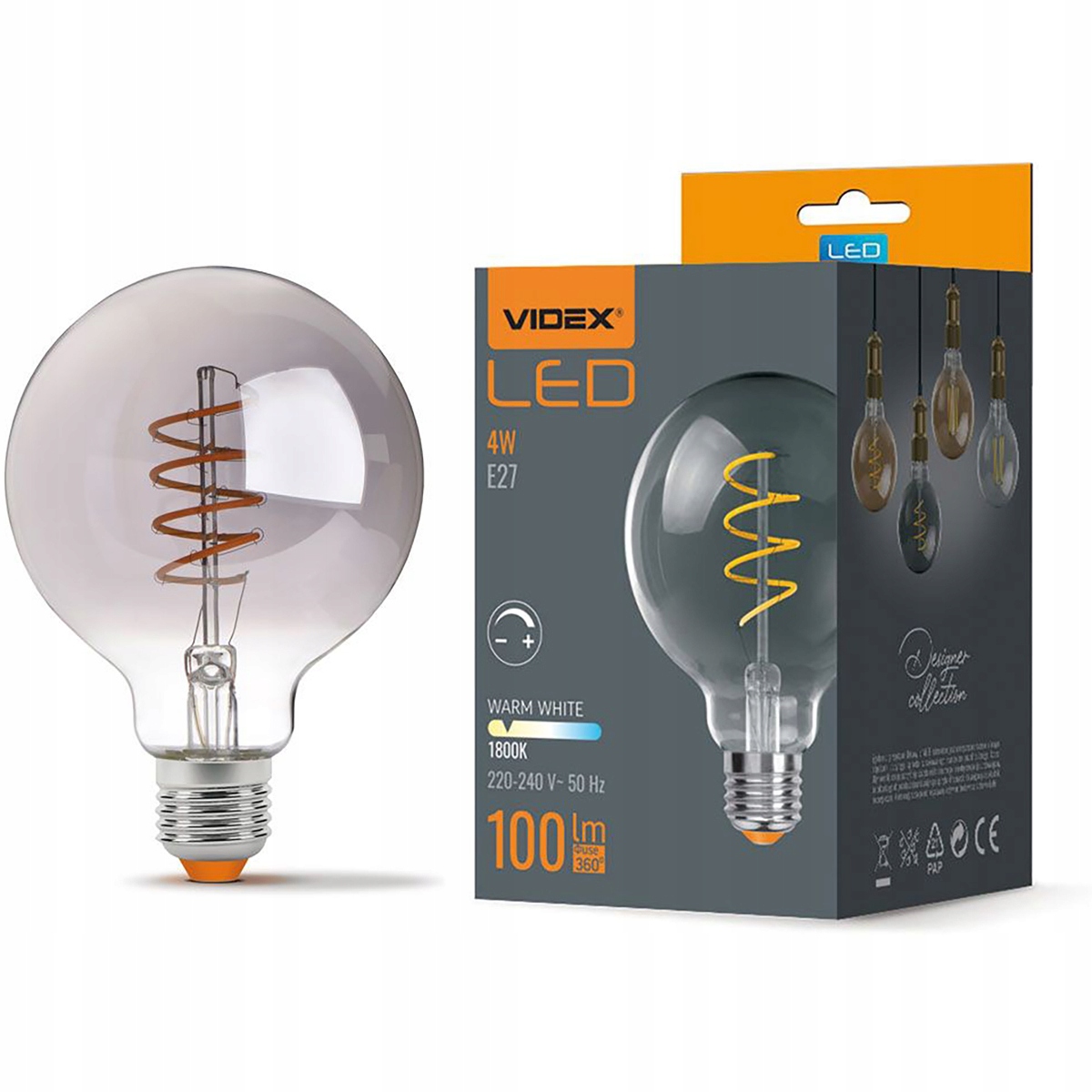 

Żarówka Led E27 G95 4W 1800K Filament Ściemnialna