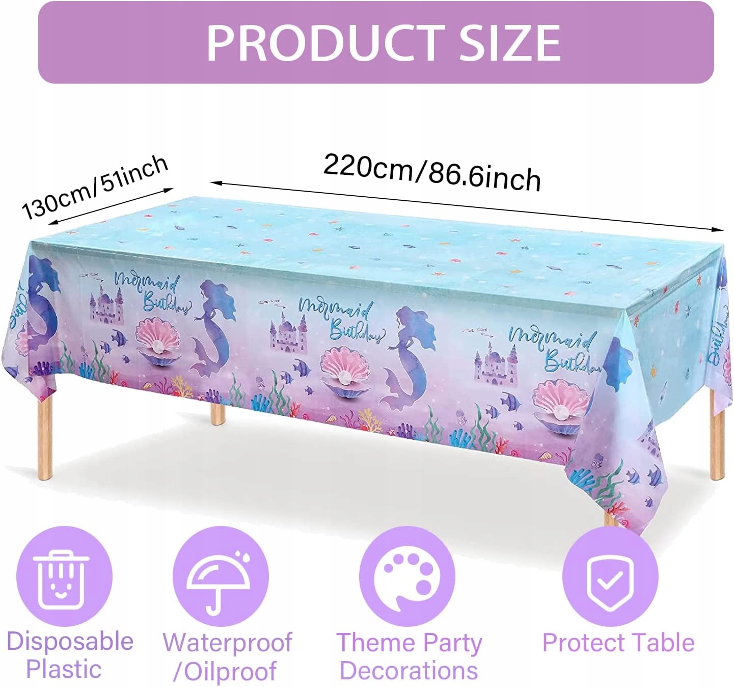 Syreny Księżniczka Motyw urodzinowy Ozdoby Obrus Stan opakowania oryginalne