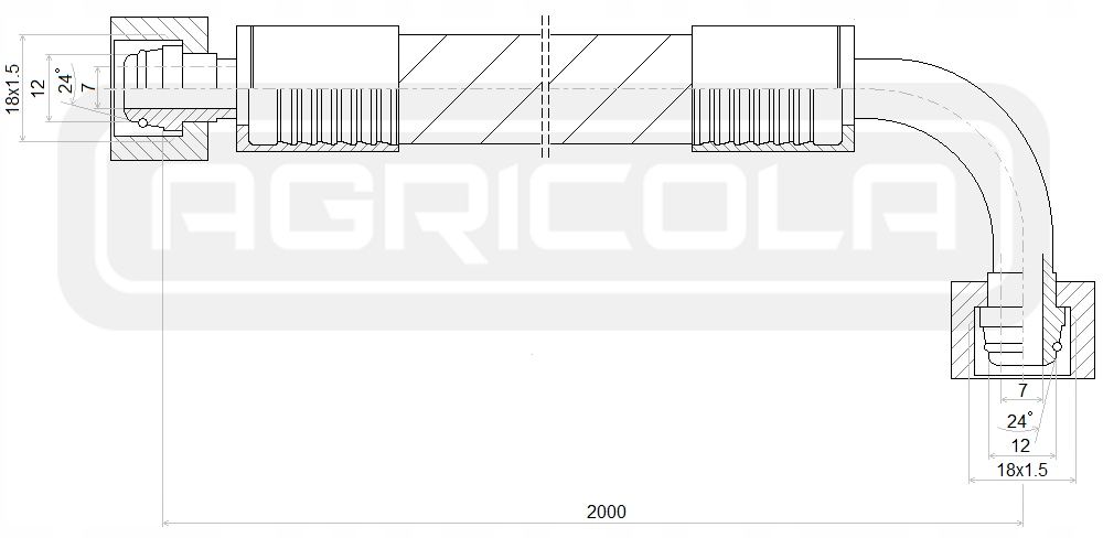PRZEWÓD WĄŻ HYDRAULICZNY DN10 18/18 AK 2000mm 180bar HYDROLIDER Producent części Hydrolider