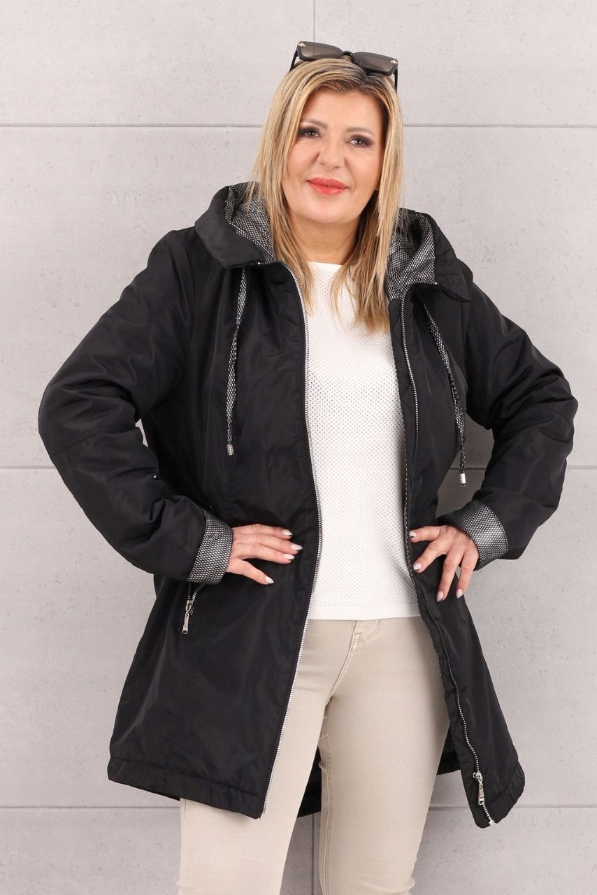 KURTKA DAMSKA PRZEJŚCIOWA Z KAPTUREM MODNA OVERSIZE DUŻE ROZMIARY Marka FEMIMODA