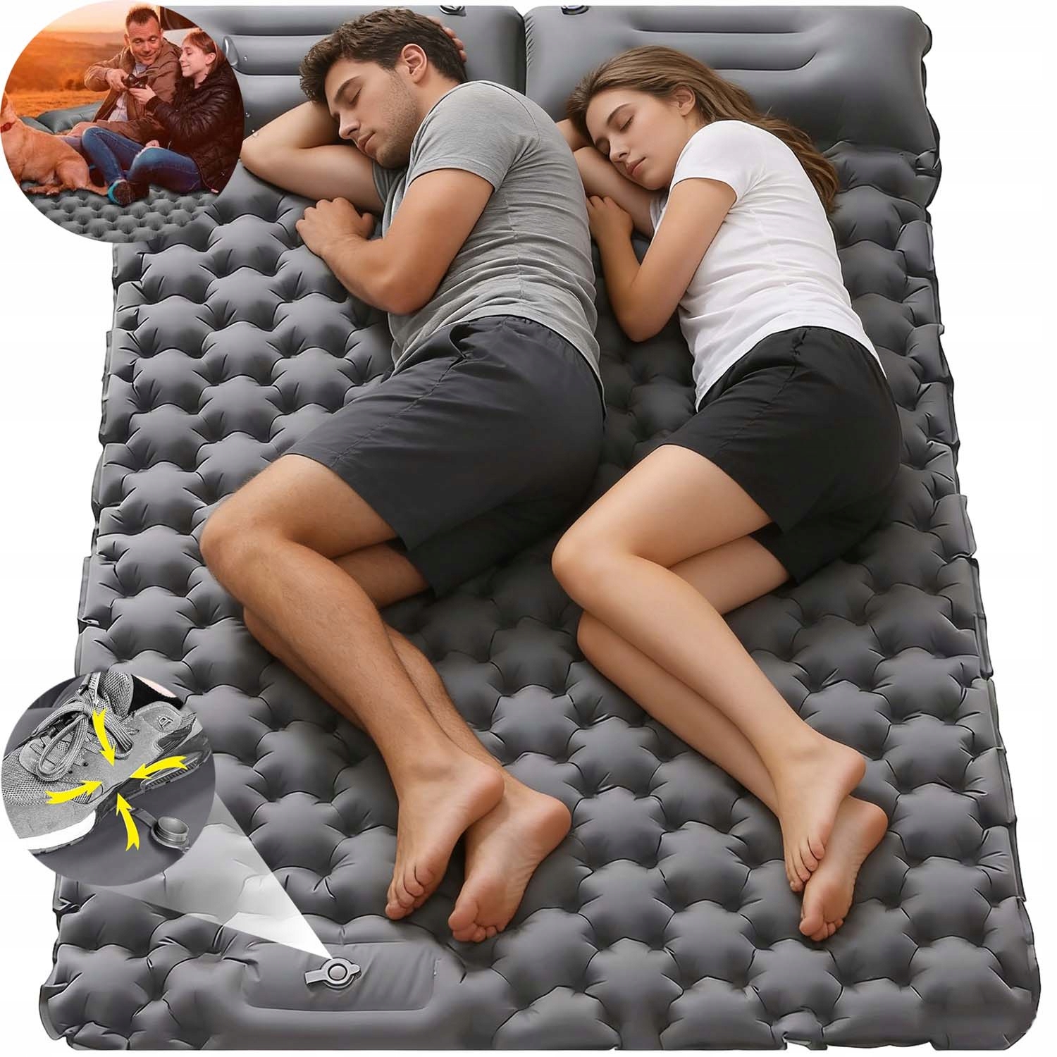 Mata Dmuchana Materac Dwuosobowa Dmuchana 196*125CM 2 Osobowa Z Poduszką