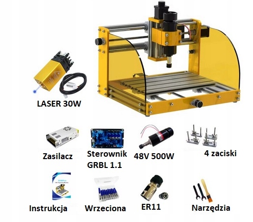 FREZARKA CNC 500W Z LASEREM 30W