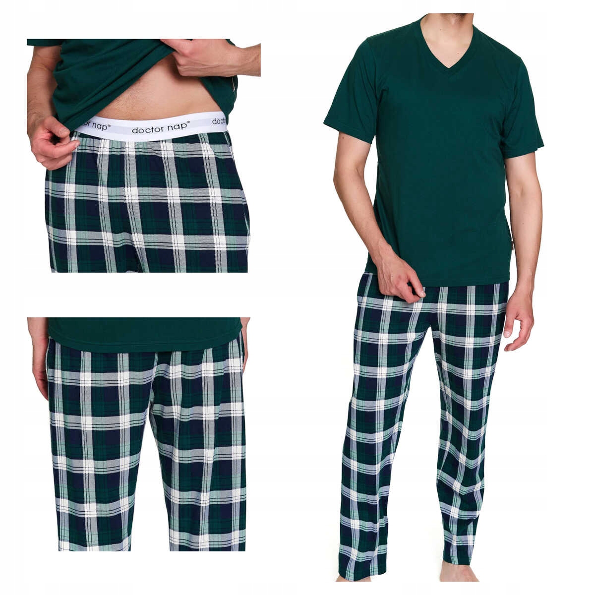 Doctornap Pánské bavlněné pyžamo s krátkým rukávem Pmb 7368 emerald plus 2XL