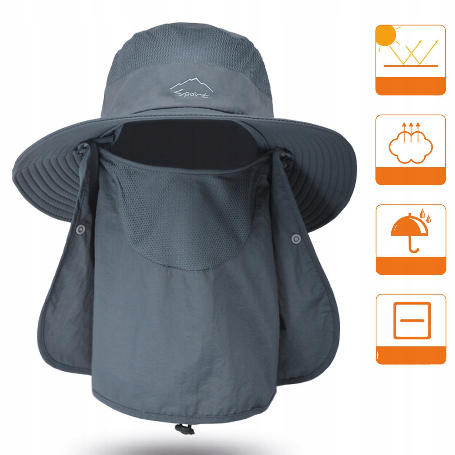 OUTDOOROWA CZAPKA PRZECIWSŁONECZNA CZAPKI WĘDKARSKIE Z KLAPKĄ NA SZYJĘ