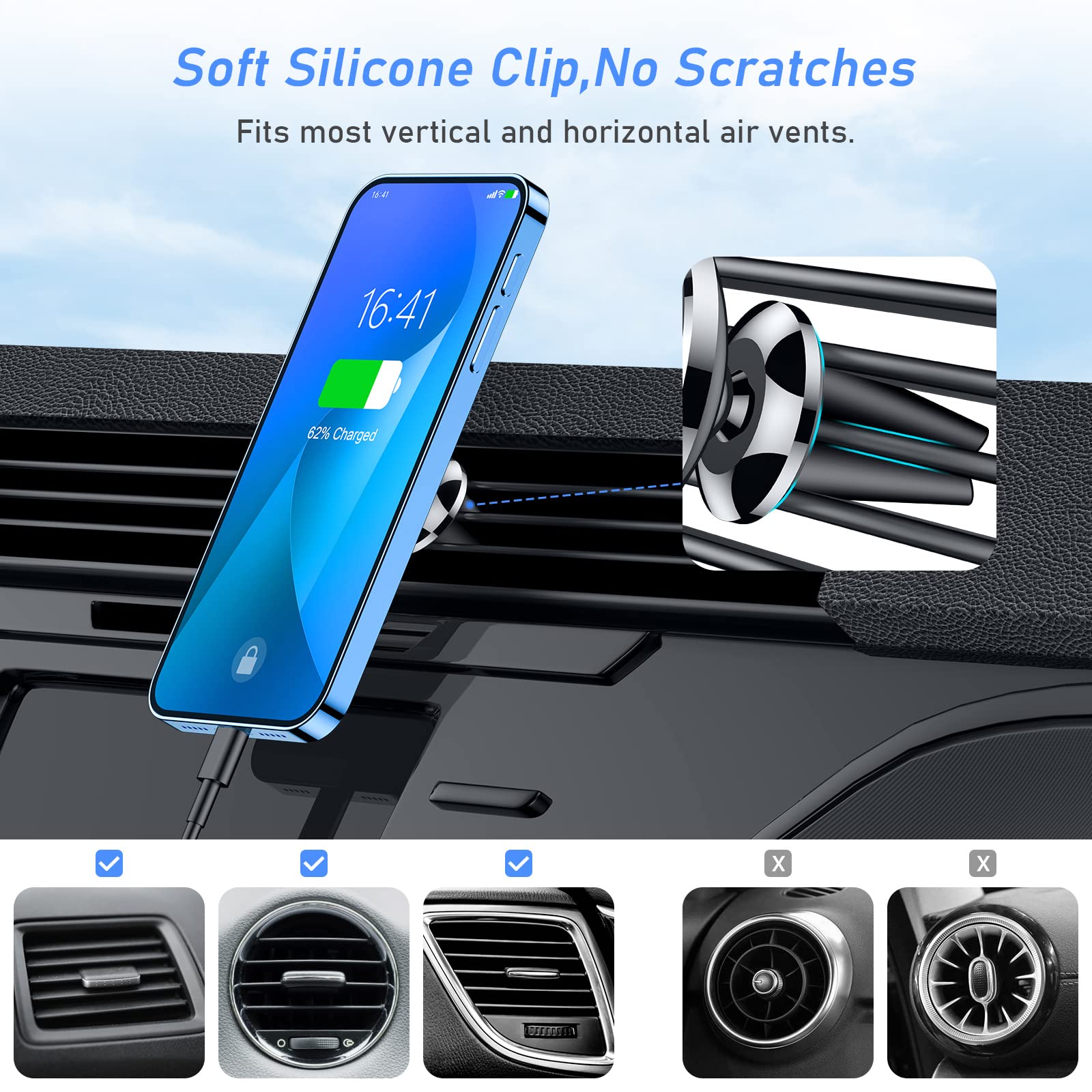 BLUKAR Uchwyt Samochodowy Magnetyczny 360° Do Telefonu iPhone Galaxy Mate — miniatura 5
