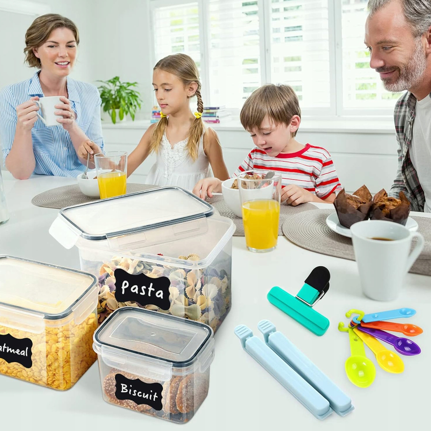 ZESTAW HERMETYCZNYCH POJEMNIKÓW DO PRZECHOWYWANIA ŻYWNOŚCI,24SZT+24NAKLEJKI Kolor przezroczysty