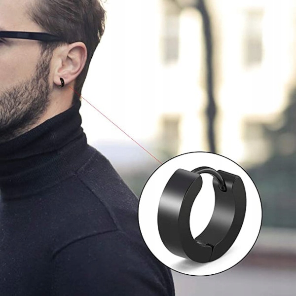 KOLCZYK MĘSKI CZARNY STAL CHIRURGICZNA HUGGIE Materiał stal