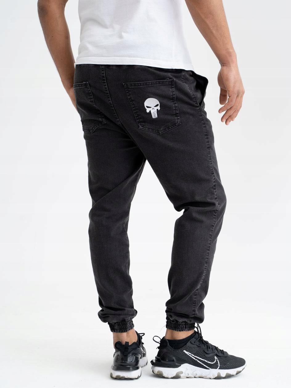 Džínové jogger kalhoty Marvel Punisher Guma V Pase Černé Mramorové M