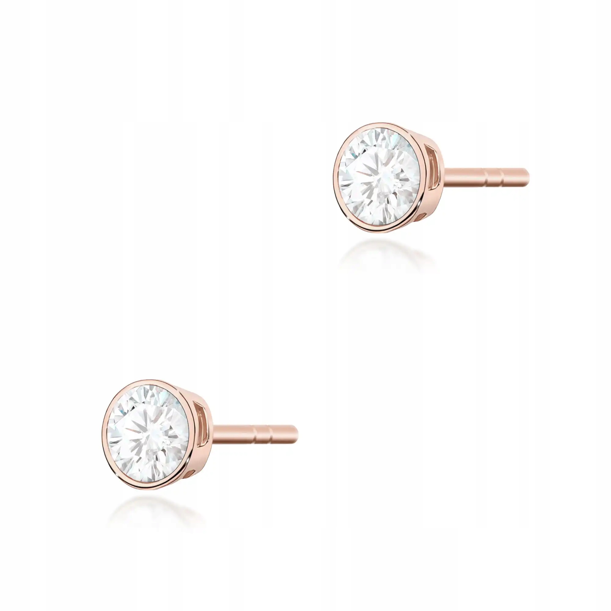 Zlaté náušnice 585 s diamantem 0,10 ct, růžové zlato, elegantní, značkové, módní