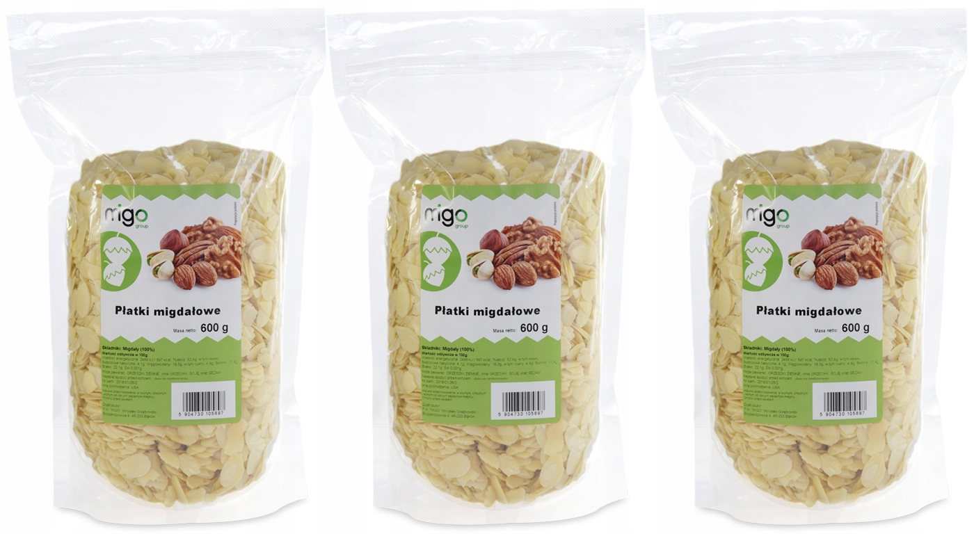 Levně Set x3 Madlové Plátky 600 g, mandle Vločky