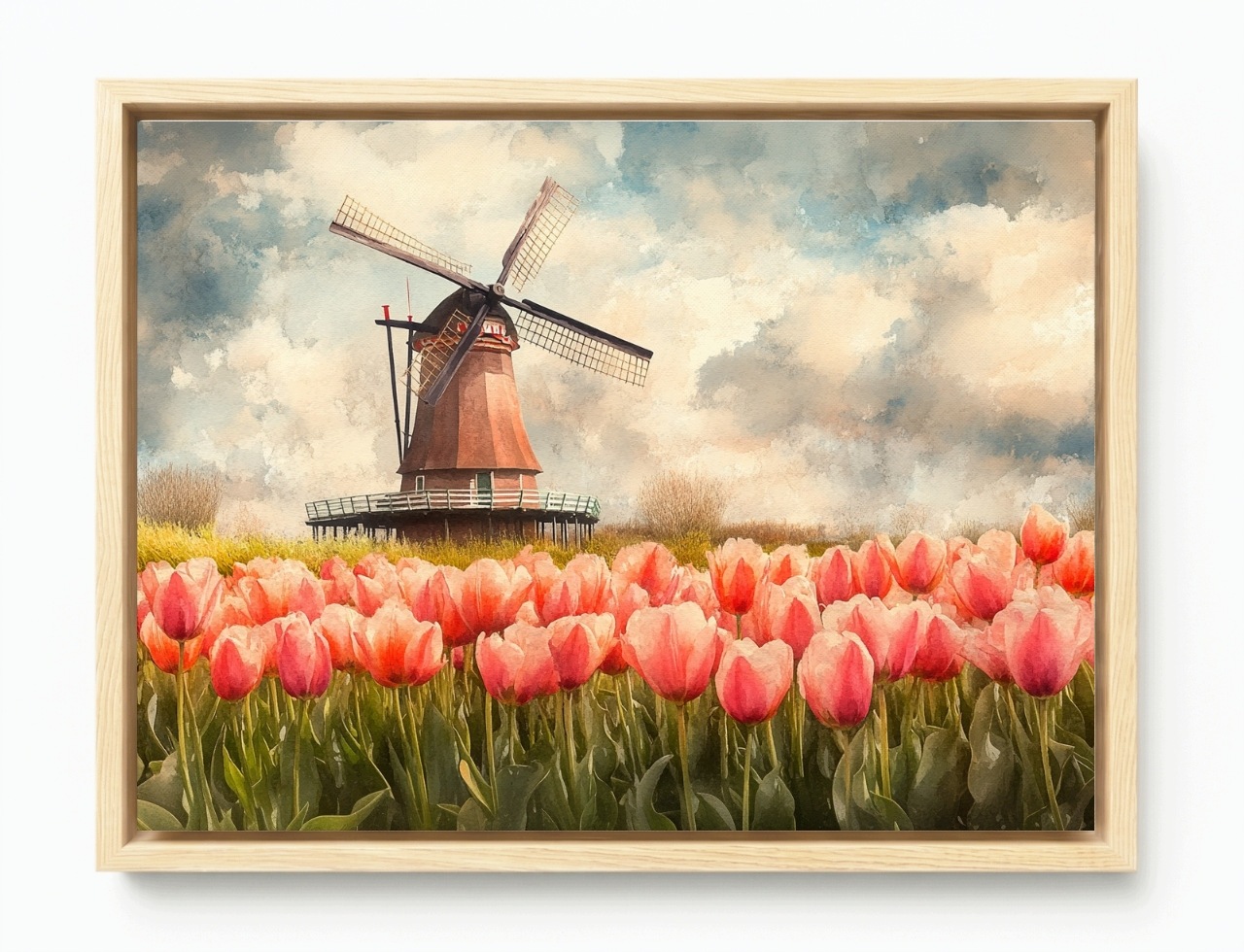 Obraz Rám Americký Box Krajina Nizozemsko Tulipány Ventilátor 100x75