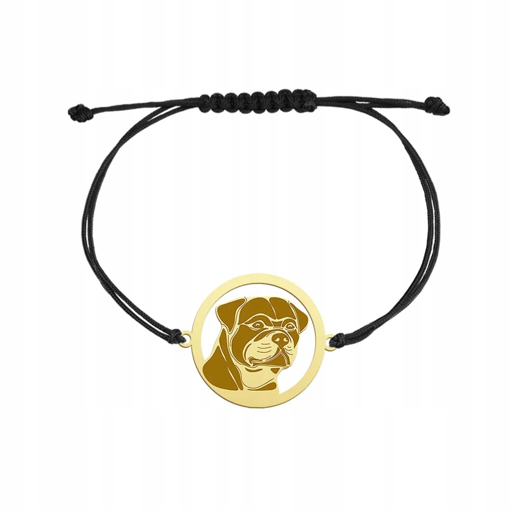 Zlatý náramek s rotvajlerovým psem 925 Šperky Šňůra Gravírování Bonus