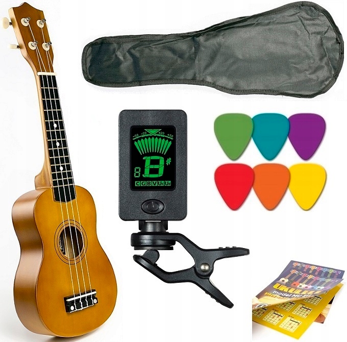 UKULELE SOPRANOWE + POKROWIEC + KOSTKI + tuner ###